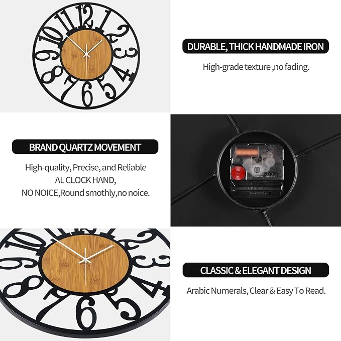 Large Wall Clock for Living Room Decor, 16 Inch Non Ticking Silent, Battery - Image 9