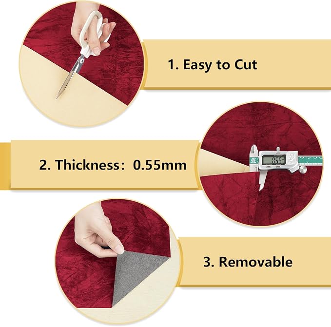 Wallercity Maroon Red Self Adhesive Velvet Drawer Liner Textured Red Velvet - Image 8