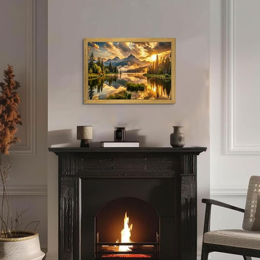 Framed Canvas Wall Art 12x16 Inch, Vintage Landscape Wall Art Decor, - Image 2
