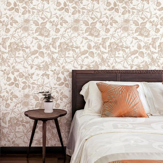 JiffDiff Vintage Peel and Stick Wall Stick,Champagne Wallpaper Rose Removable - Image 2