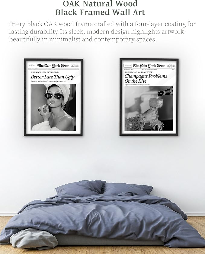 iHery Premium Natural Black OAK Wood 12x16in Audrey Hepburn Trendy Framed Wall - Image 7
