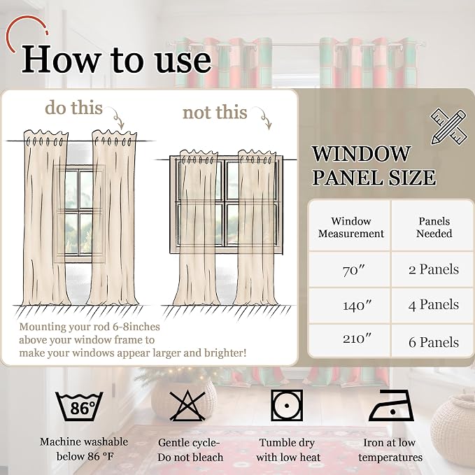 Lajode Plaid Curtains for Living Room 84 Inches Long - Image 9
