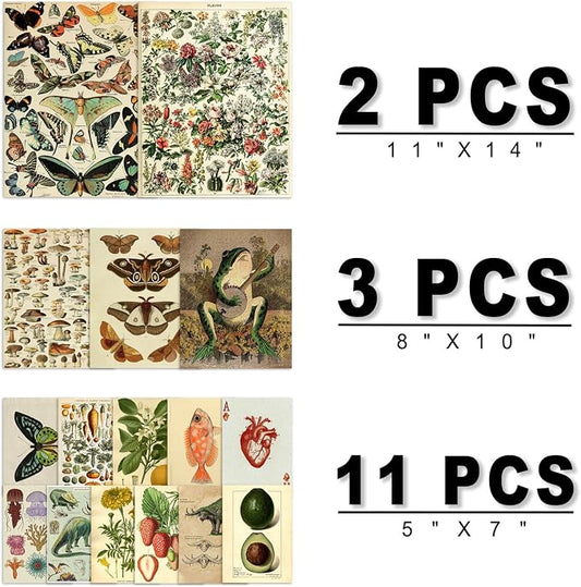 ANERZA 16 PCS Vintage Wall Art Decor, Botanical Cottagecore Wall Collage Kit - Image 2