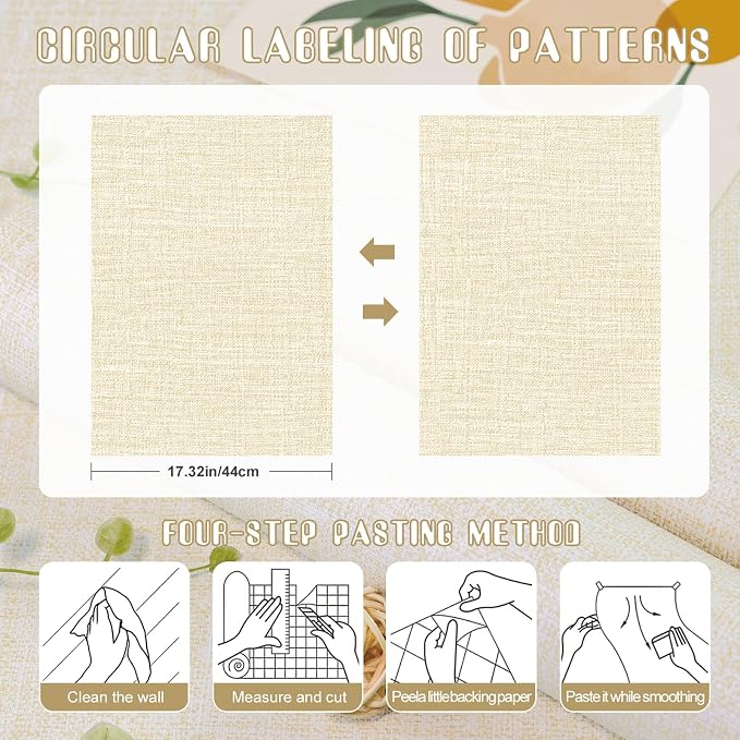Amiya Grasscloth Cream Wallpaper Peel and Stick Beige Faux Fabric Linen Contact - Image 9