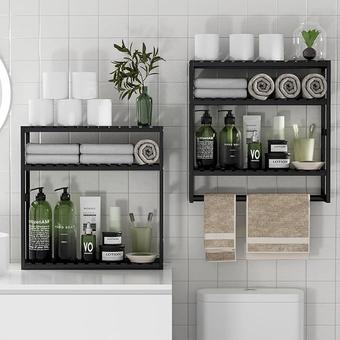 PPN Towel Rack Bathroom Storage Shelves Over The Toilet - Image 8