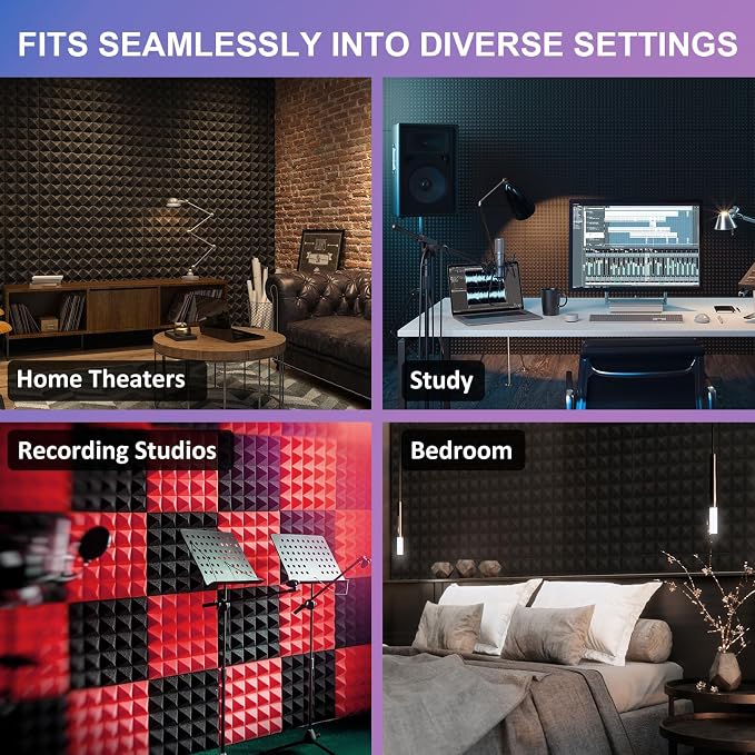 JBER Acoustic Sound Foam Panels, 24 Pack 2" X 12" X 12" Charcoal Soundproofing - Image 7