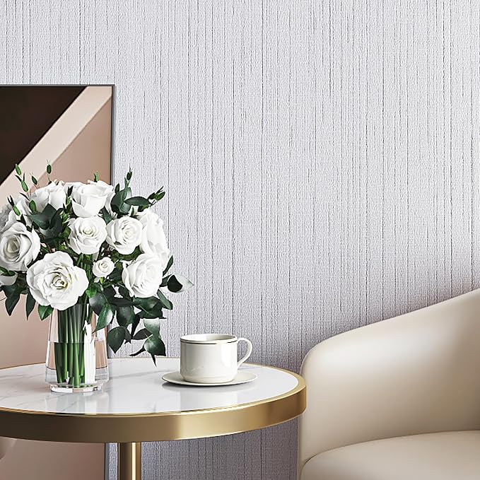 Livelynine 15.8x197 Peel and Stick Grasscloth Wallpaper White Textured Wall - Image 7