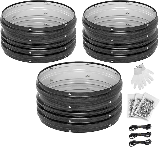 WORKPRO 3Pcs 2x2x1ft Galvanized Raised Garden Bed Set, Rust & Corrosion Protection, Easy Assembly, Safe Edge, Ideal for Vegetables & Flowers, Black