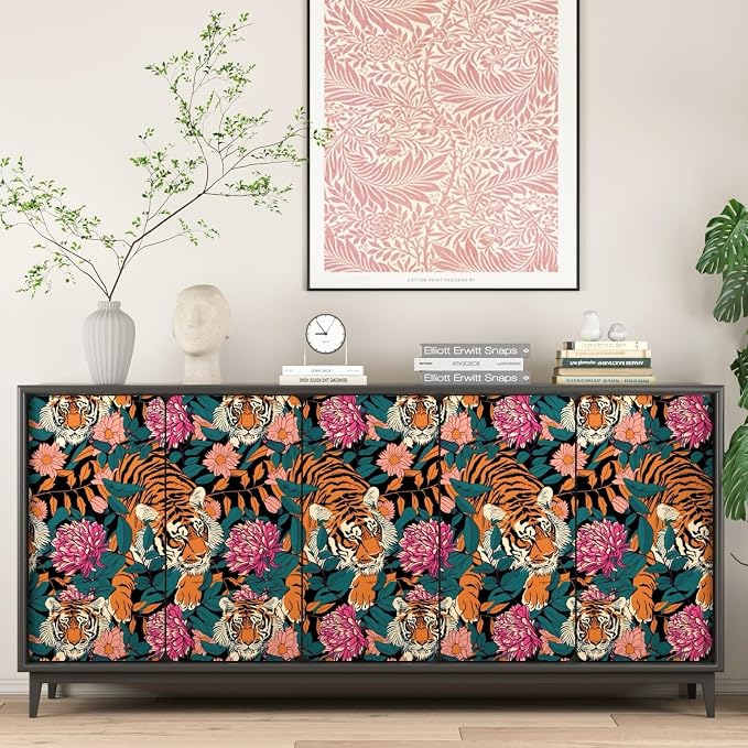 BOKEBEVE Orange Tiger Wallpapers Tiger Print Peel and Stick Wallpaper Jungle - Image 6