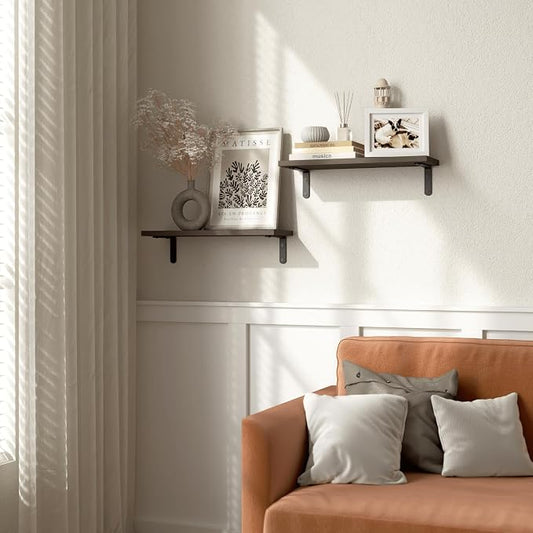 RICHER HOUSE Floating Shelves for Décor, Rustic Wood Wall Shelves for Bedroom - Image 2