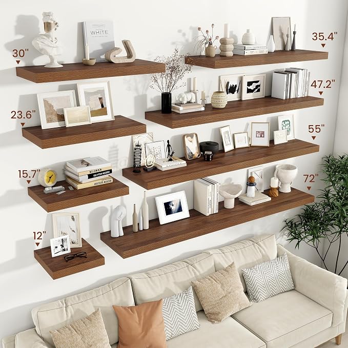 Vivelove Wide Floating Shelves for Wall 12 Inch Deep, 2 Inch Thick Shelf for - Image 6