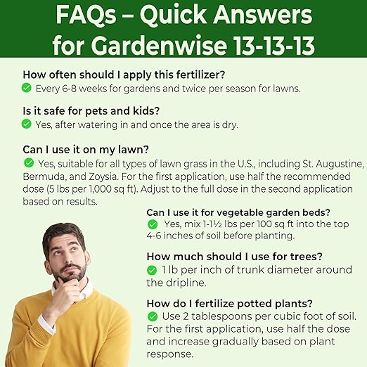 13-13-13 Slow Release Granular Fertilizer โ All Purpose Plant Food 13 13 13 for Outdoor Grass, Vegetables, Roses, Flowers, Shrubs, Trees. Lawns, Gardens, Potted Plants (1/2 Quart)