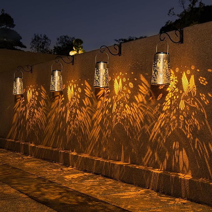 2 Pack Solar Lanterns Outdoor Waterproof, Hummingbird Hanging Solar Lights for Outside, Garden Decor for Yard Patio Pathway Porch, Christmas Birthday Mothers Day Gifts for Women Mom Grandma