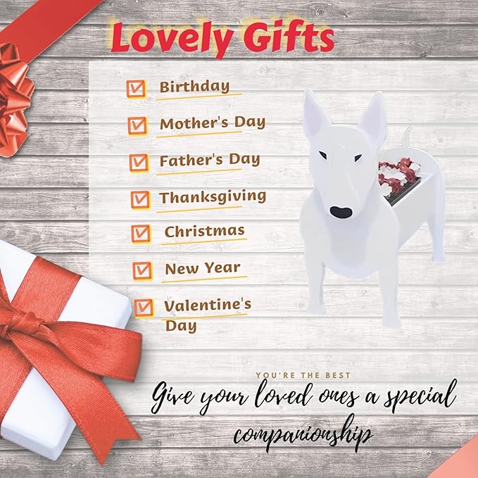 Bull Terrier Dog Planter Plant Pots,Cute Garden Dog Flower Planter,Dog Planters Birthday Gifts for Women,Office,Indoor/Outdoor Decor(9.45 * 5.57 * 13.39in)