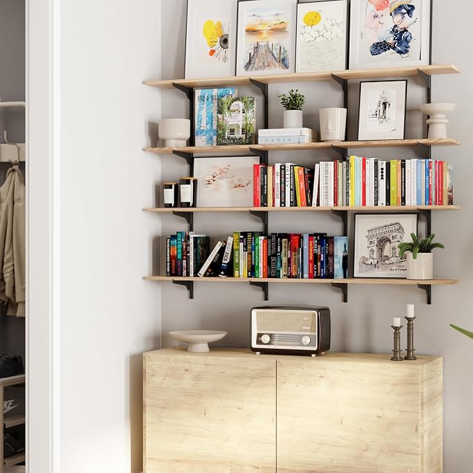 Wallniture Turin 60" Long Wall Bookshelf, Floating Shelves - Image 9