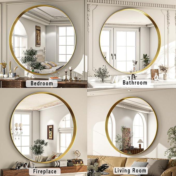 24 inch Round Bathroom Mirror, Living Room, Hanging or Leaning - Image 5