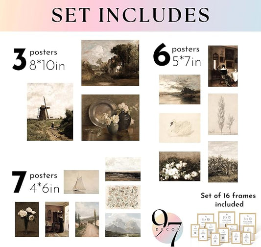 97 Decor Vintage 16PCS FRAMED Wall Art - Image 2