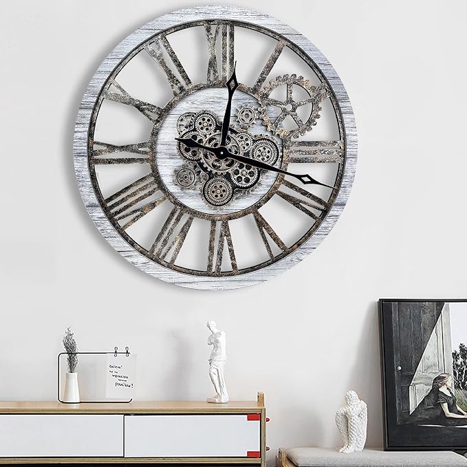 The B-Style Large Wall Clock 24 inch Moving Gear Wall Clock Oversized Vintage - Image 6