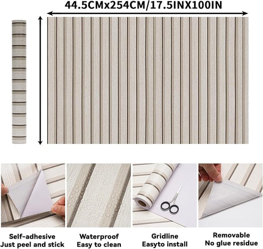 Wood Slat Wallpaper Peel and Stick Dead Wood Color 17.5x100 Inch Flat Finish - Image 2