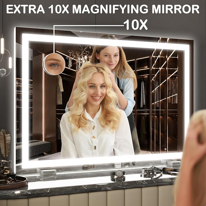 FENNIO Makeup Mirror with Lights 32"x22" ,LED Makeup Mirror ,Large Vanity - Image 7