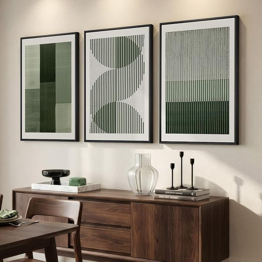 Large Framed Green Abstract Wall Art - Image 2