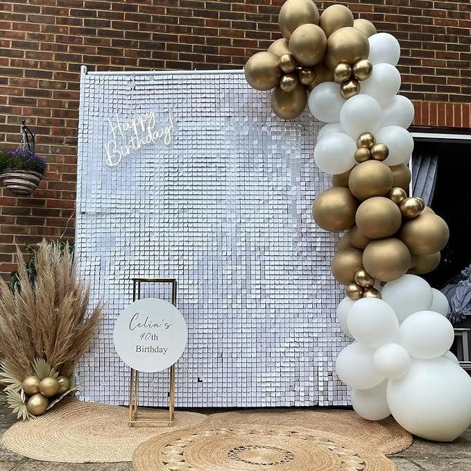 COKAOBE Matte White Sequin Wall Backdrop, Photo Backdrops - Image 7