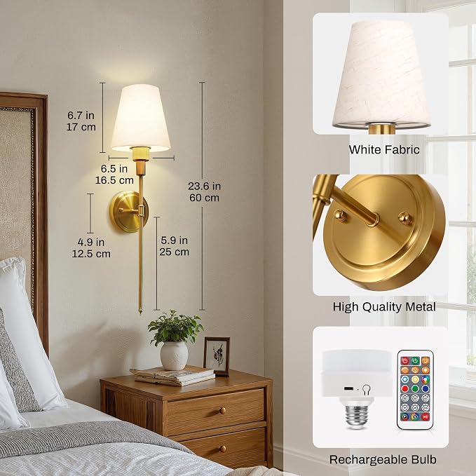 DORESshop Battery Operated Wall Sconce Set of 2, 7 Color Wireless Wall Light - Image 7