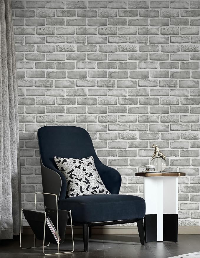Guvana Grey Brick Wallpaper Peel and Stick Wallpaper 3D Brick Contact Paper - Image 8