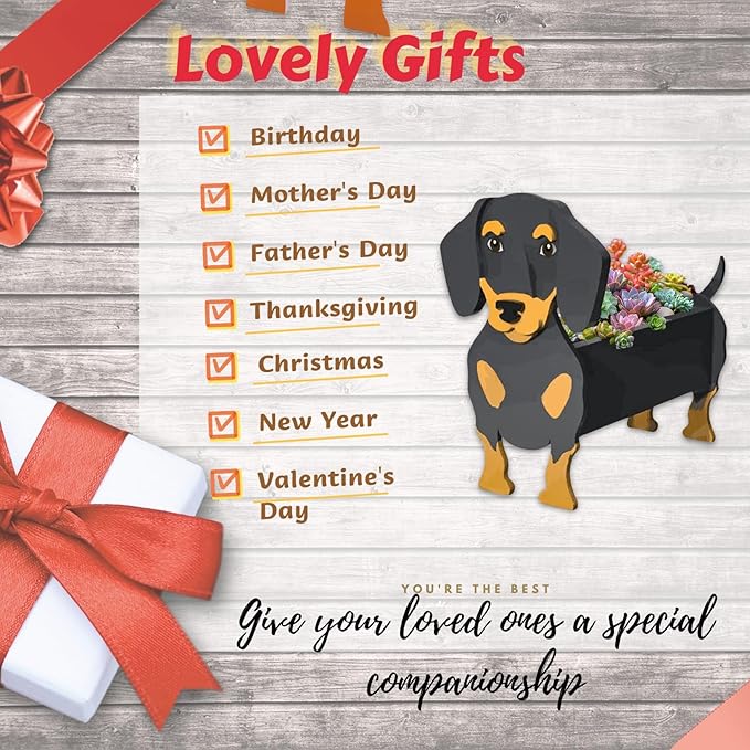Black and Tan Dachshund Dog Planter Plant Pots,Cute Garden Dog Flower Planter,Large Dog Planters Birthday Gifts for Women,Office,Indoor/Outdoor Decor(9.84 * 9.13 * 17in)
