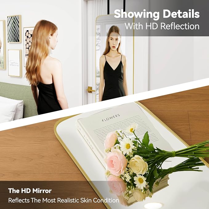 SCWF-GZ 57x20 Door Hanging Full Length Mirror, Floor or Wall Mounted Metal - Image 9