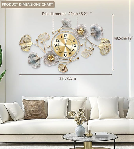 Clocks for Living Room, Large Wall Clock, 3D Silent Wall Clock, Retro Metal - Image 2