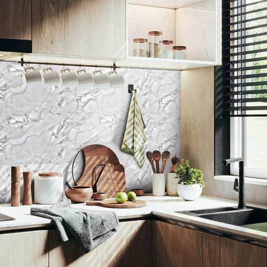 Vieshful 20pcs Peel and Stick Backsplash Tile,12"x12" Self Adhesive Marble Tile - Image 2