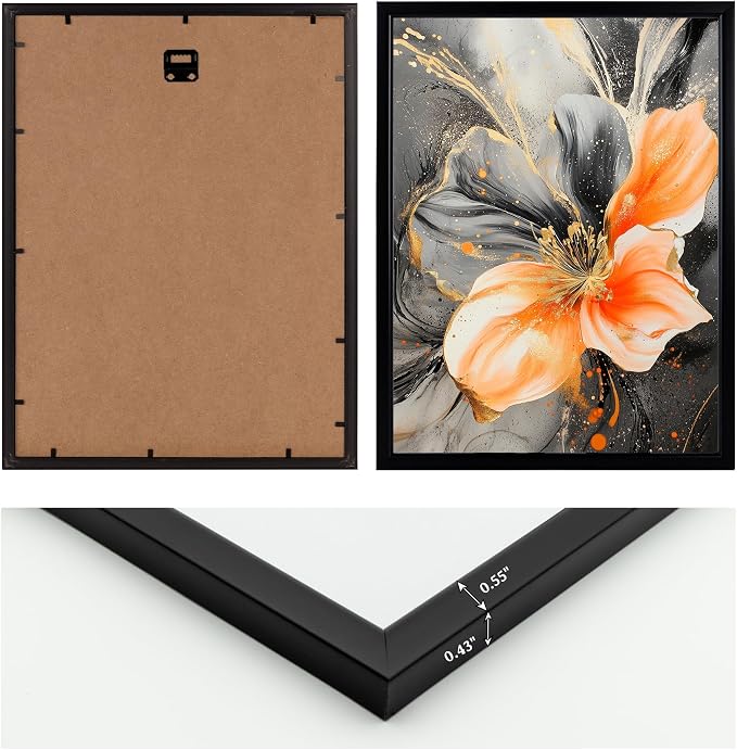 iKNOW FOTO 3 Piece Orange and Grey Abstract Flower Canvas Wall Art - Image 9