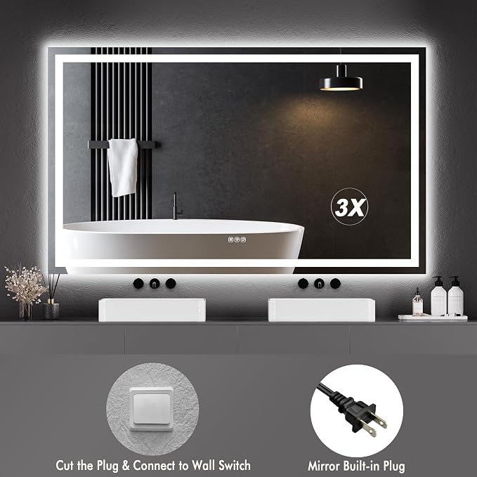 GarveeHome 60x36 LED Bathroom Mirror - Image 9
