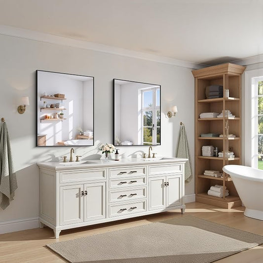 KOCUUY Black Bathroom Mirror, 30x36 Inch Rectangle Mirror - Image 2