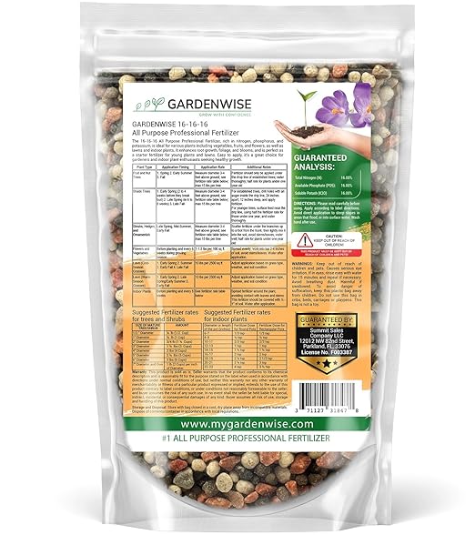 16-16-16 All Purpose Professional Fertilizer - Lawn, Flower, Tree, Shrub & Vegetable Garden Fertilizer (2 Quarts)