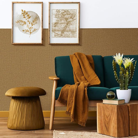 WADILE Grasscloth Peel and Stick Wallpaper 23.6in x 118in, Textured Contact - Image 2