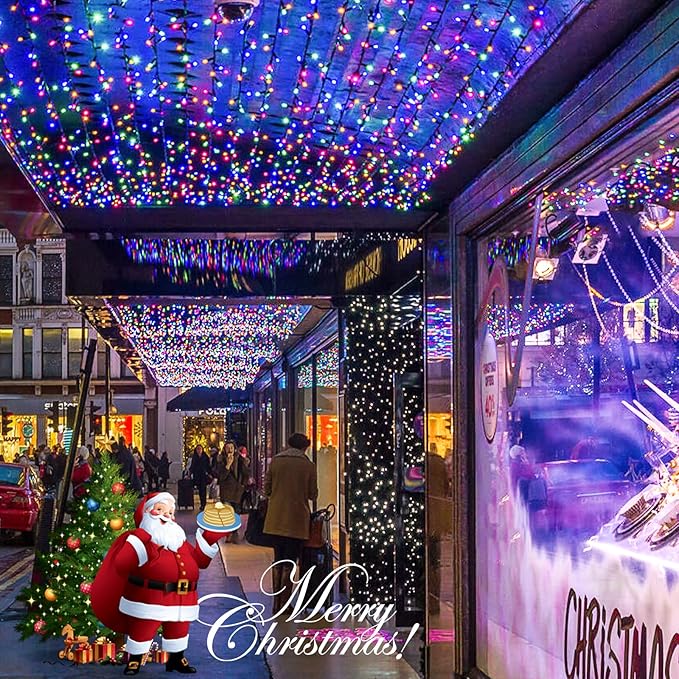 2 Pack Solar Powered Christmas Lights, 75.5ft 200 LED Multicolor Christmas Tree Lights, 8 Modes Solar String Lights Outdoor Waterproof for Garden Wedding Party Halloween Xmas Decoration