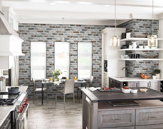 Guvana 17.3"×787" Brick Peel and Stick Wallpaper Red/Blue/Grey Brick Contact - Image 2