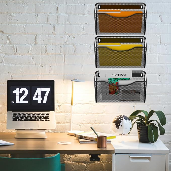 Gawerk 3 Pack Wall File Organizer, Mesh Wall File Pocket Mail Organizer Hanging - Image 6