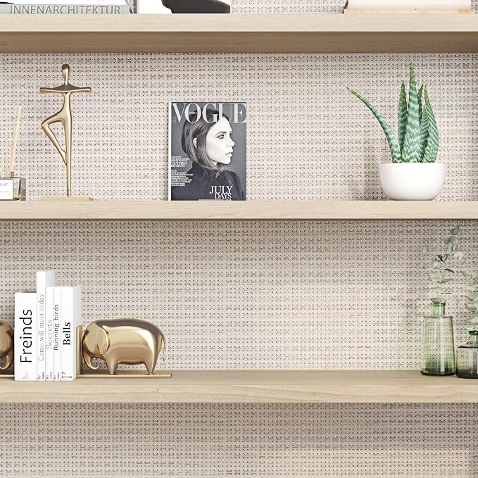 FunStick Beige Weave Grasscloth Peel and Stick Wallpaper Textured Wallpaper - Image 7