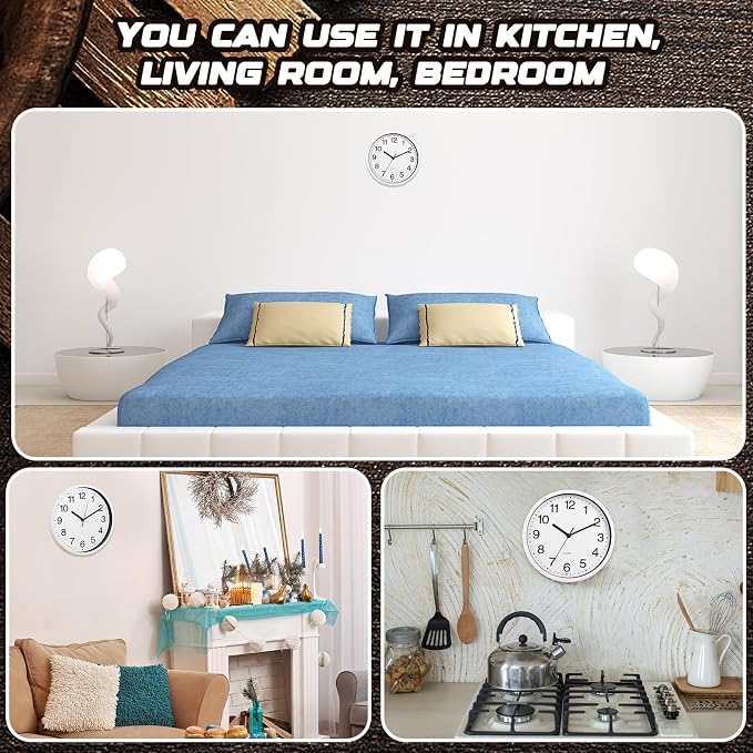 Inbagi 8 Pcs Wall Clock Large Silent Battery Operated Wall Clocks Modern Non - Image 7