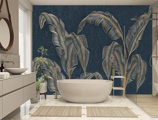 XMPMBM-Modernity Simple Abstraction Banana Leaf Fabric Wallpaper Dark Leaf - Image 2