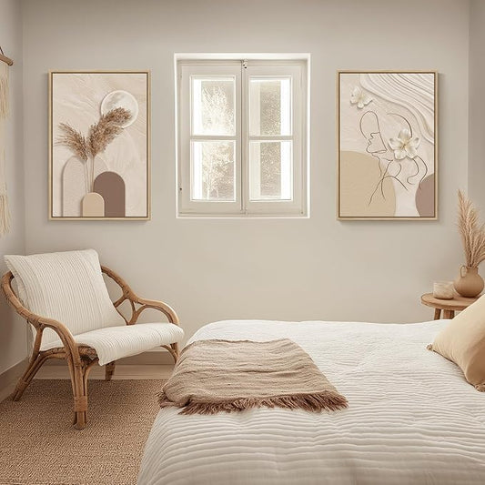 Large Framed Neutral Abstract Wall Art - Image 2