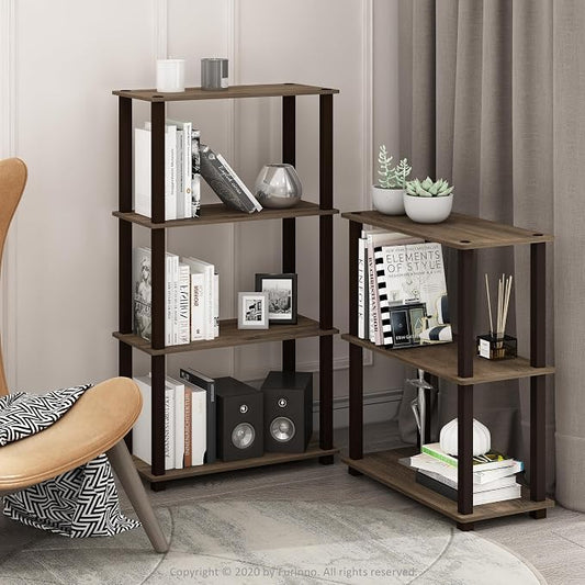 Furinno TURN-S-TUBE Storage Shelves, 3-Tier Book Shelf, Corner Shelf, Toolless - Image 2