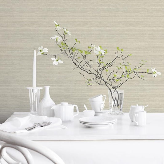 Norwall Imitation Grasscloth Wallpaper in Taupe - Image 2