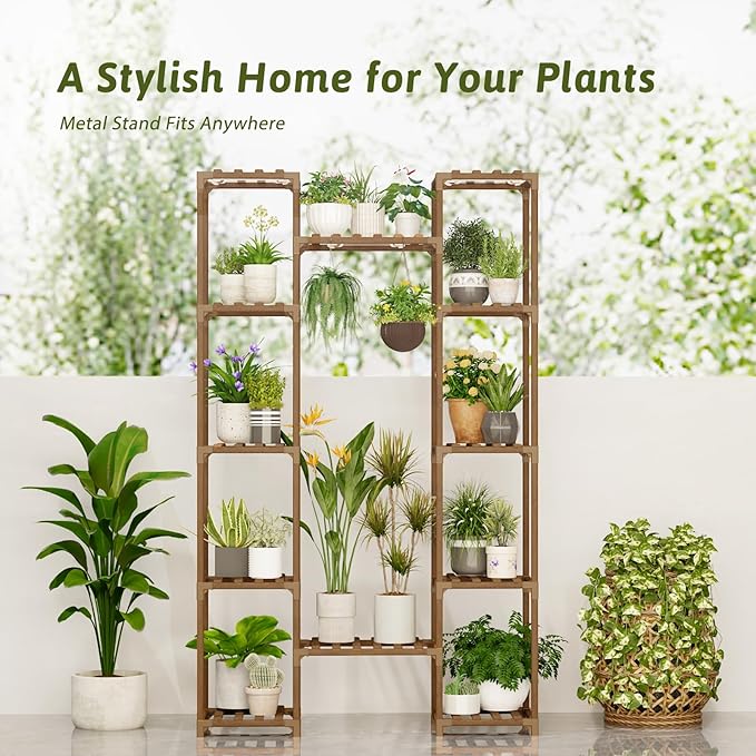Plant Stand Indoor with Grow Lights for Indoor Plants 62.2'' Tall Plant Shelf 12 Tiers Sturdy Plant Rack for Plants Dispaly for Living Room Garden Patio Decor