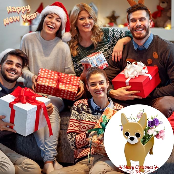 Chihuahua Dog Planter Plant Pots,Cute Garden Dog Flower Planter,Large Dog Planters Birthday Gifts for Women,Office,Indoor/Outdoor Decor(9.84 * 7.48 * 17in)