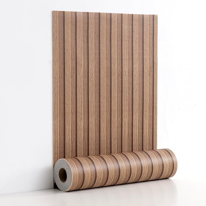 Haimin Wood Grain Slat Wall Panels Peel and Stick Faux Wood Thick Wallpaper - Image 9