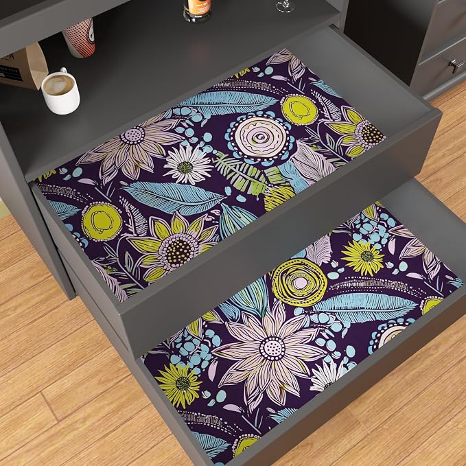 Purple Boho Wallpaper Peel and Stick, Vintage Yellow Floral Contact Paper 17.5" - Image 8